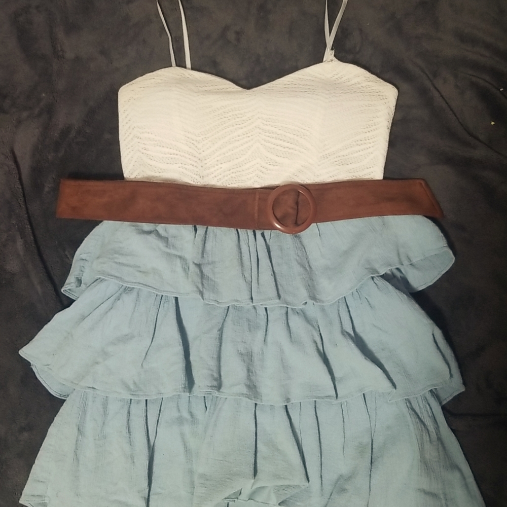 Cute 2000s mini dress with suede belt